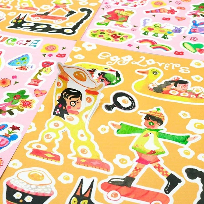 Cartoon Kiss Cut Sticker Sheet